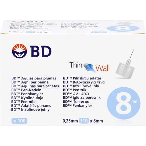 BD Becton DickinsonBD Thin Wall Pen‑Nadeln 8 mm | Ø 0.25 mm | 31 GDocMed GmbH